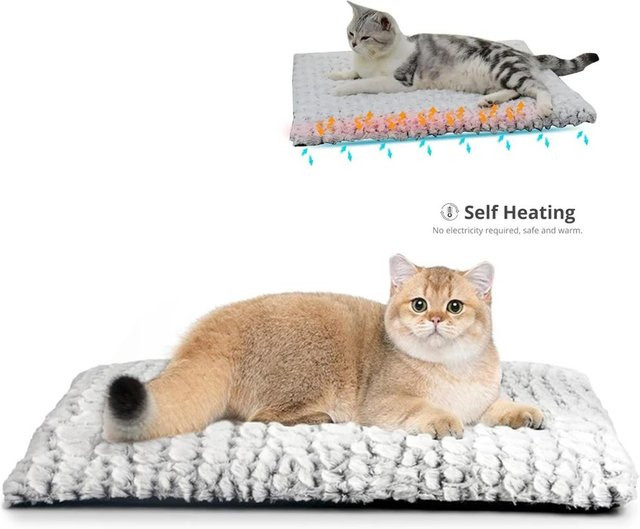 Selbsterwärmendes Katzenbett von Yiran Furniture, elektrische Heizmatte für Hunde und Katzen aus Kunstpelz und Baumwolle, XL, B/T: 90 x 65 cm - Bild 1