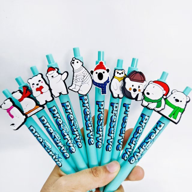 Set mit 10 Kugelschreibern im Eisbär-Design für Büro und Schule, blaue Tinte - Bild 1
