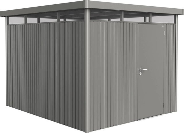 Biohort Gerätehaus HighLine aus Metall mit Einzeltür und Satteldach in Quarzgrau-Metallic, B/H/T: 275 x 222 x 315 cm - Bild 1