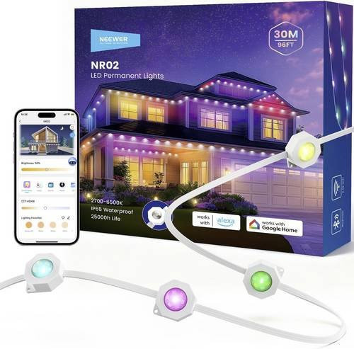 Neewer RGBICW LED-Streifen-Basisset mit Netzteil, 30m, Multicolour und Weiß, 28V - Bild 1
