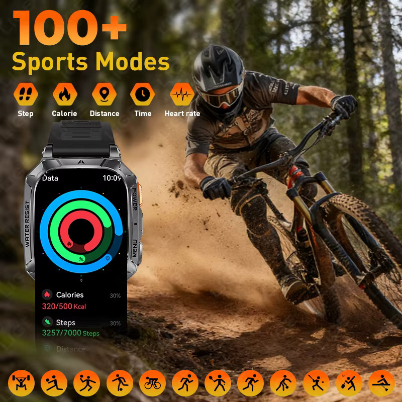 LIGE Smartwatch, Schwarz, Silikon, Herren, Wasserdicht - Bild 6