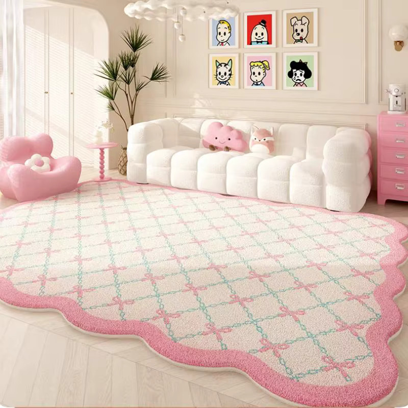 VIKAMA Teppich in Rosa, unregelmäßig geformt, flauschig und weich für Wohnzimmer, Schlafzimmer oder Kinderzimmer - Bild 1
