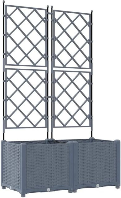 vidaXL Garten-Pflanzgefäß Set aus Stahl in Hellgrau, 2 Stück, B/T/H: 80 x 40 x 143 cm - Bild 1