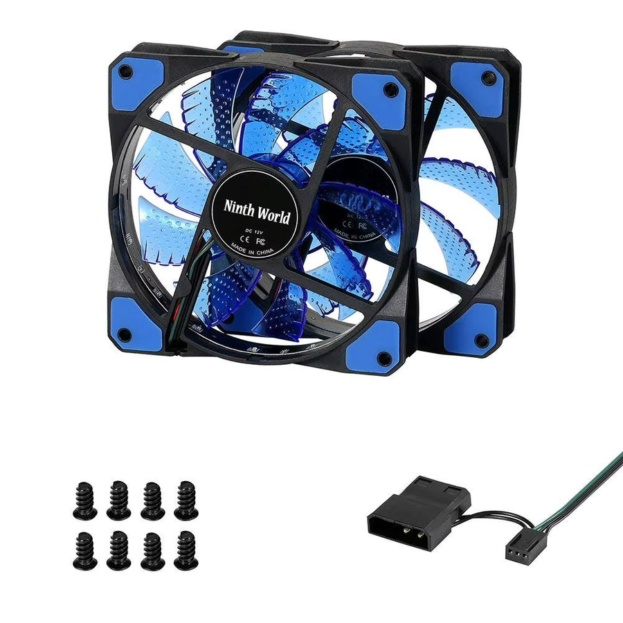 FTBTOC Blauer LED PC-Gehäuselüfter 120mm mit hohem Luftstrom, DC 12V, 3-Pin oder 4-Pin Anschluss für Desktop-Computer und CPU-Kühler - Bild 2