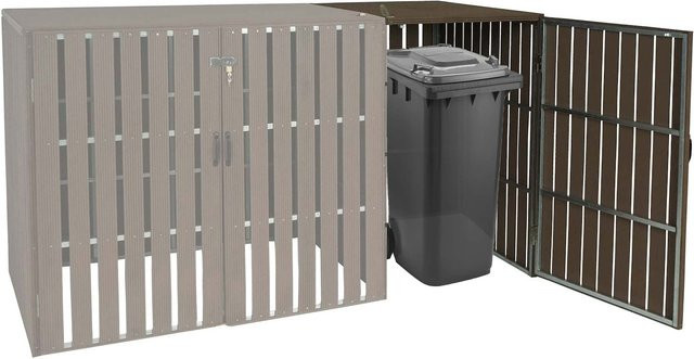 WPC-Mülltonnenverkleidung Erweiterung MCW-J28 Mülltonnenbox in Holzoptik Braun B/T/H: 115 x 66 x 76 cm - Bild 1