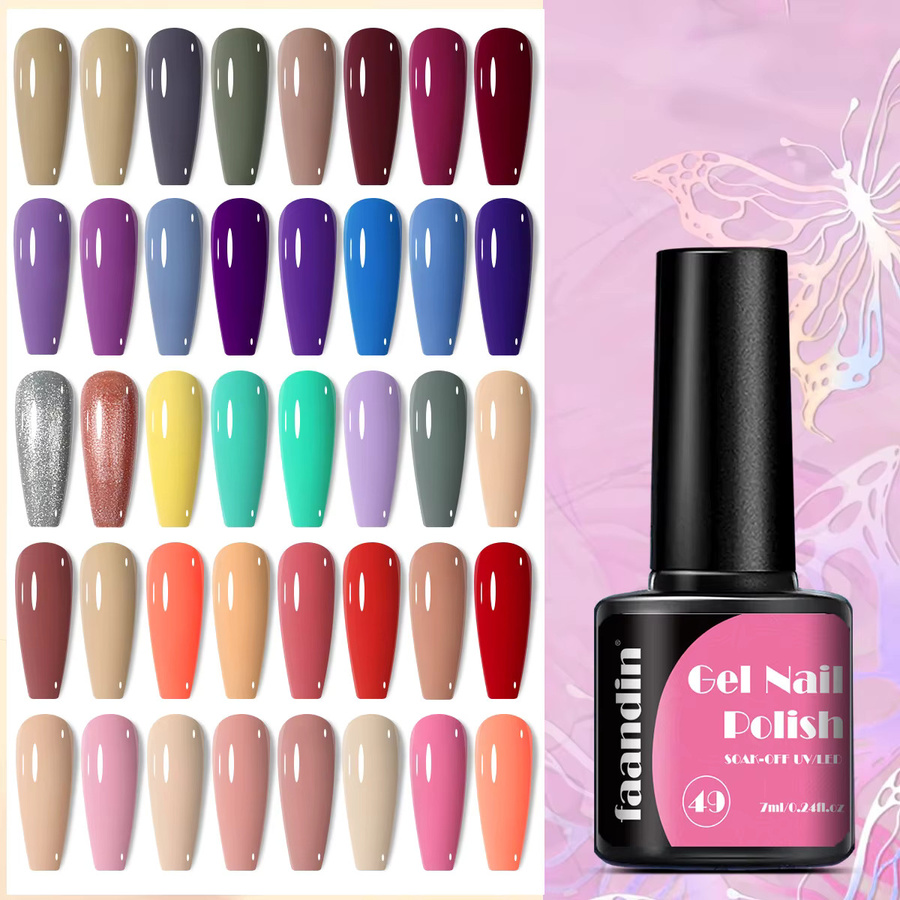 Faandin Gel-Nagellack-Set, Perlglanz, Lila, Rot, 6 Flaschen - Bild 2