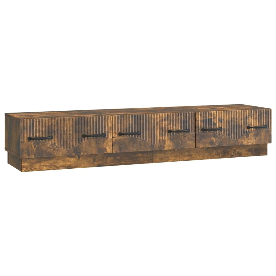vidaXL TV-Schrank aus Holz in Geräucherte Eiche, Modernes Lowboard für das Wohnzimmer, B/T/H: 147 x 34,5 x 27 cm - Bild 2
