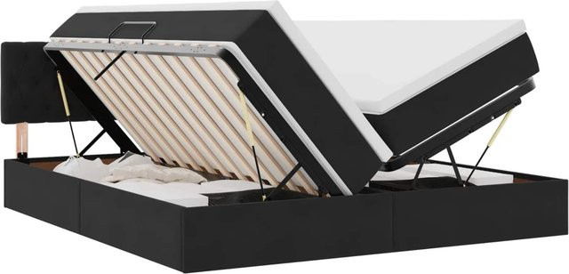 vidaXL Bett mit LED-Lichtleisten und USB-Ladeport aus Samt in Schwarz B/T/H: 180 x 200 x 103 cm - Bild 1