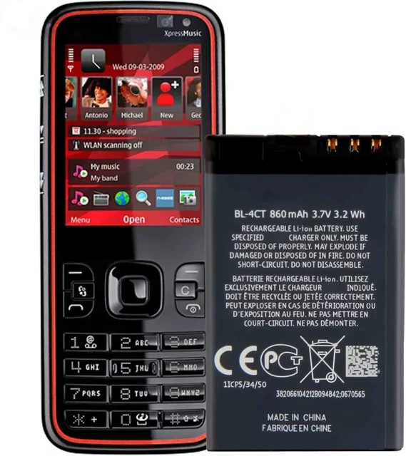 Nokia BL-4CT wiederaufladbarer Handy-Akku, 3,7V 860mAh, Schwarz - Bild 1