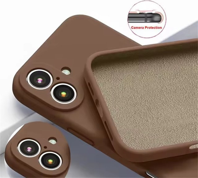 Apple iPhone 16 Pro Max Silikon Schutzhülle mit TPU-Kern in Blau und Braun - Bild 1