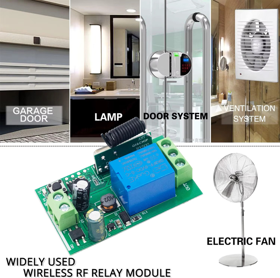 QIACHIP 433 MHz Trockenkontaktschalter Fernbedienung mit 10A 1CH Relaismodul Empfänger und Sender für Licht und Motor, AC110V 220V - Bild 2