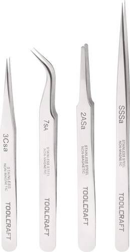 TOOLCRAFT Pinzetten-Set 4teilig aus Edelstahl in Silber - Bild 1