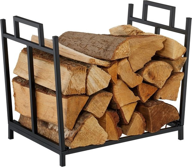 Relaxdays Kaminholzregal aus Eisen in Schwarz, faltbar und modern, B/T/H: 41 x 45 x 33 cm - Bild 1