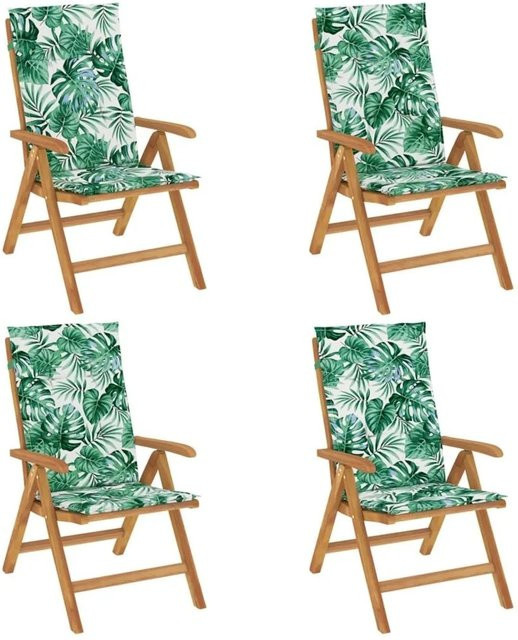 vidaXL Gartenstühle Set aus Teakholz mit Kissen, 4er Set mit Armlehnen - Bild 1