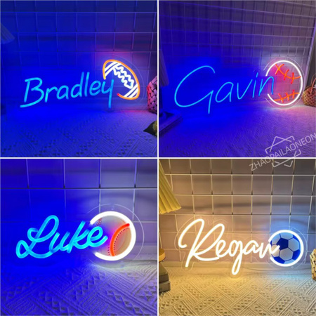ZHAOPAILAO Neon-Schild mit individuellem Namen für Kinder und Fußball als personalisierte LED-Leuchte zur Dekoration des Kinderzimmers