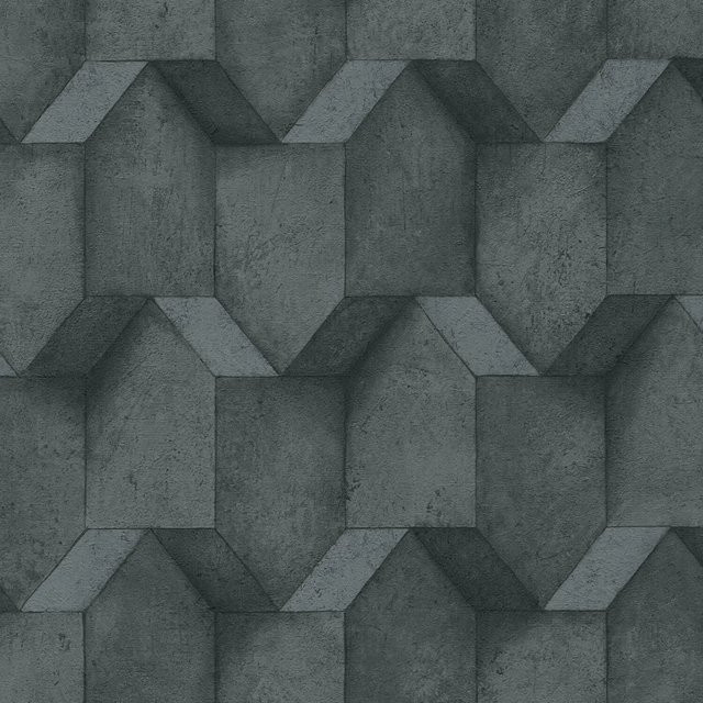 PROFHOME 3D Tapete Geometrisch Matt in Anthrazit Grau Schwarz, Vlies-Tapete, Breite: 0,53 m, Länge: 10,05 m - Bild 1