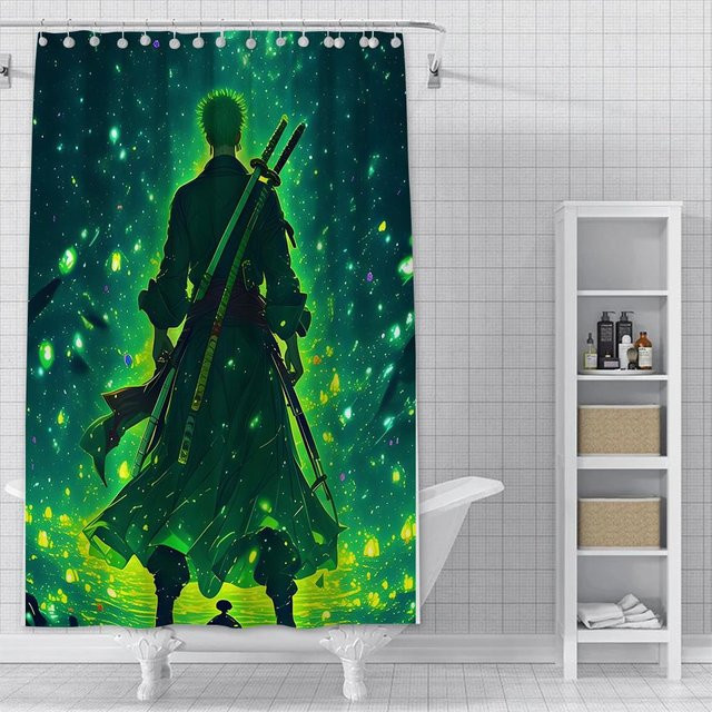 Wasserfester Duschvorhang mit Anime-Motiv L-Luffy von Baifenbai Home Furnishing, bunt, Polyester, B/H: 210 x 180 cm - Bild 1