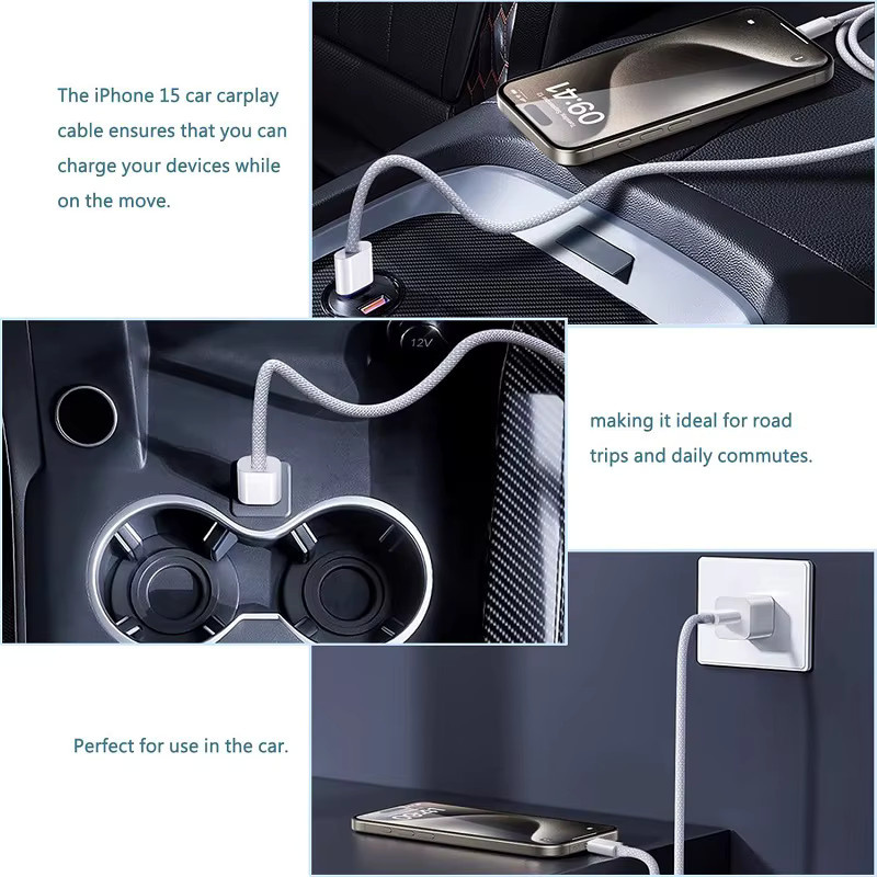 GeydrQ USB-C auf USB-C Schnellladekabel 60 W PD für Apple iPhone, in Gold oder Weiß - Bild 3
