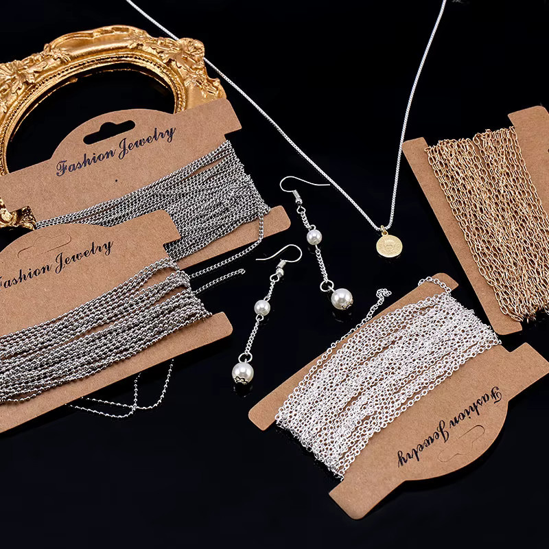 QIAO Halskette, Kabel Glieder Kette, Silber Gold Kupfer, 5 Meter, Unisex - Bild 2