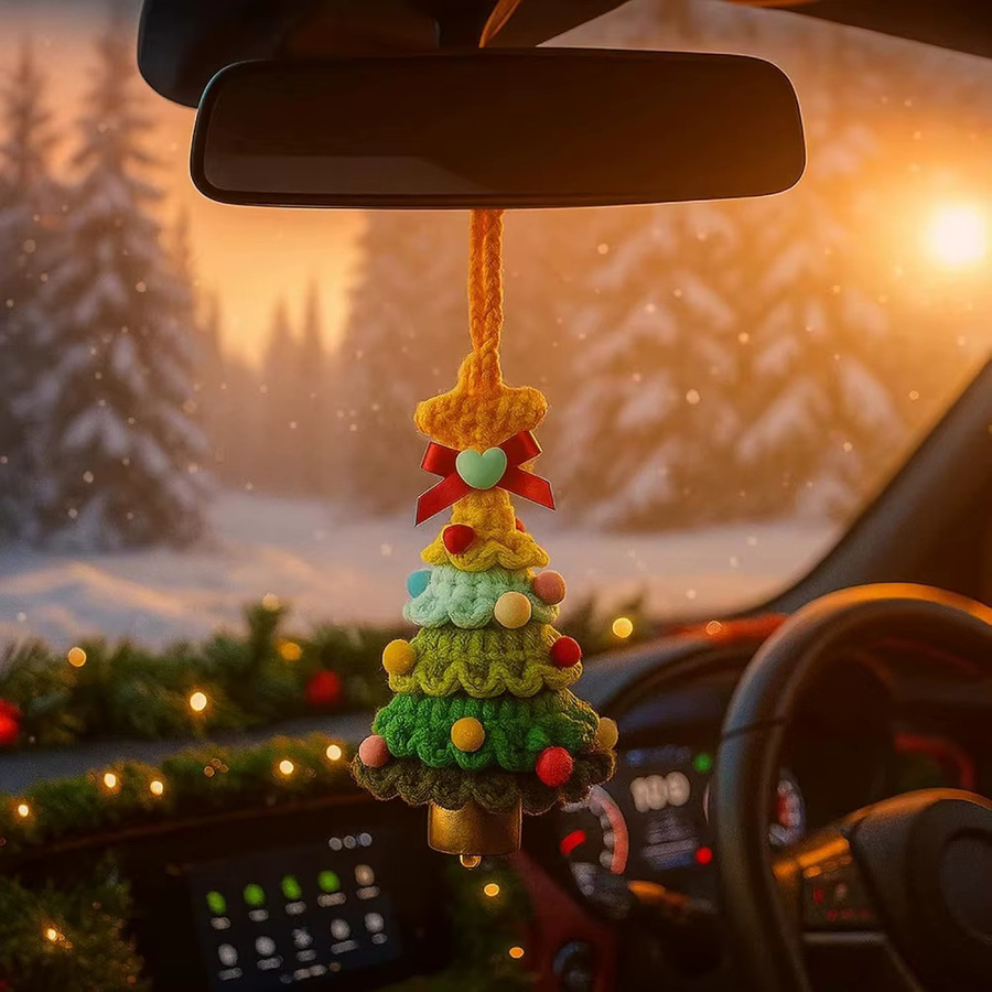 Handgefertigter Weihnachtsbaumschmuck als gehäkelter Anhänger mit Jingle Bell in Multicolour - Bild 3