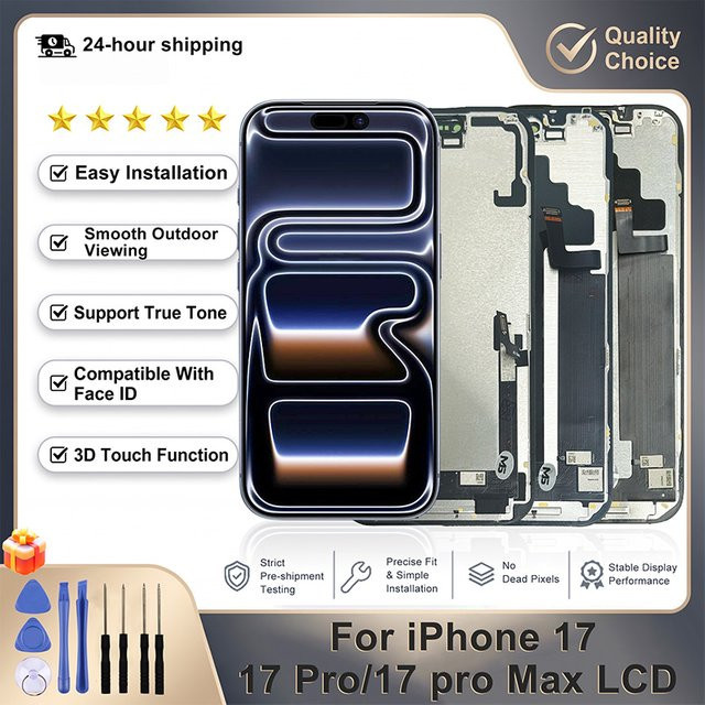 Apple iPhone 17 Pro Max OLED Display Ersatzbildschirm mit 3D Touchscreen Digitizer in Schwarz - Bild 1