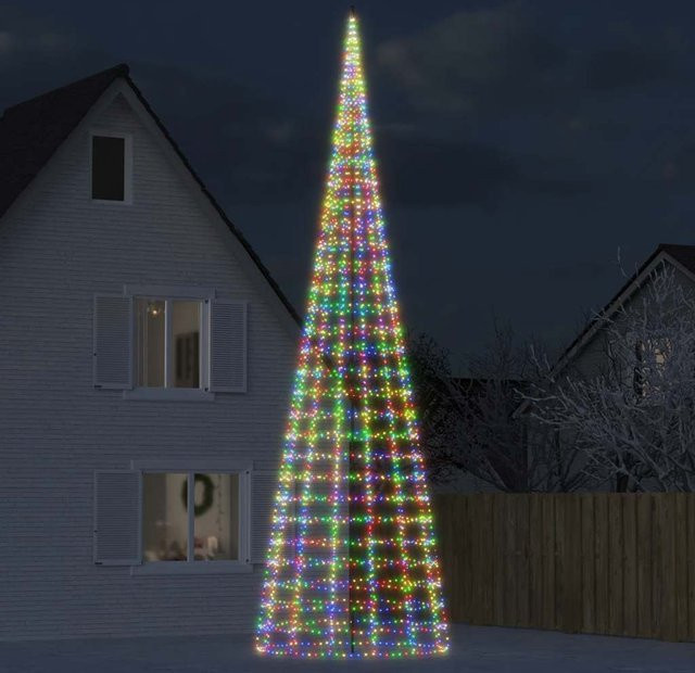 vidaXL LED-Weihnachtsbaum-Lichterkette für Fahnenmast mit 3000 bunten LEDs, Mehrfarbig, 800 cm - Bild 2