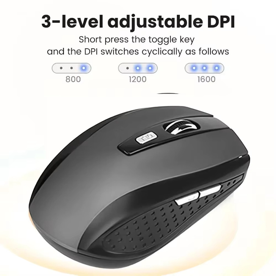 Kebidumei Kabellose Ergonomische Maus mit 2,4 GHz, 6 Tasten und leisen Klicks in Schwarz für PC, Laptop und MacBook - Bild 3