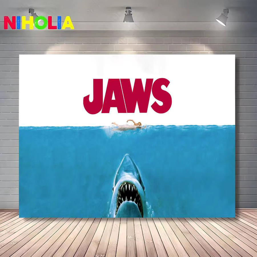 Mesuca Fotohintergrund J-Jaws Abenteuer für Kinder Geburtstag Party Dekoration, Mehrfarbig, Rechteckig, Breite: 120 cm, Höhe: 70 cm - Bild 3