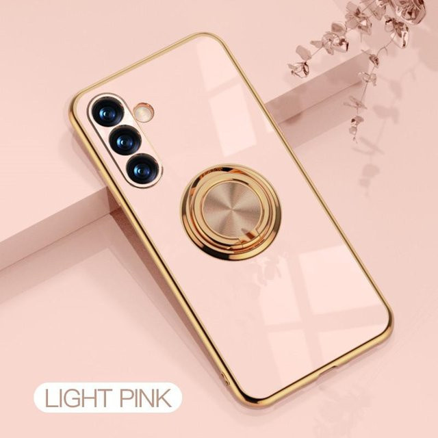 Luxus Telefonhülle mit Beschichtungsringhalter und Standfunktion für Samsung Galaxy A15 A25 A35 A55 A14 A24 A34 A54 M14 M34 M54 5G in Rosa und Transparent - Bild 1