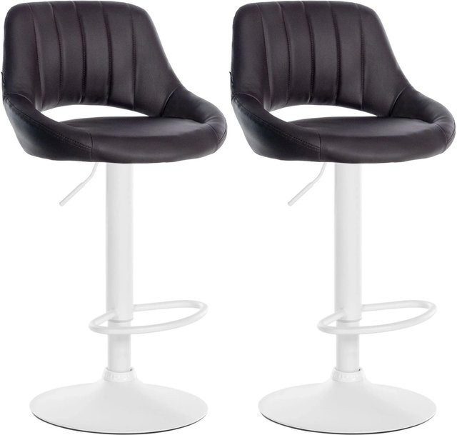 DELUKE 2er Set Barhocker SEGAD aus Kunstleder in Braun mit Lehne, höhenverstellbar und drehbar, B/T/H: 47 x 48 x 85 cm - Bild 1