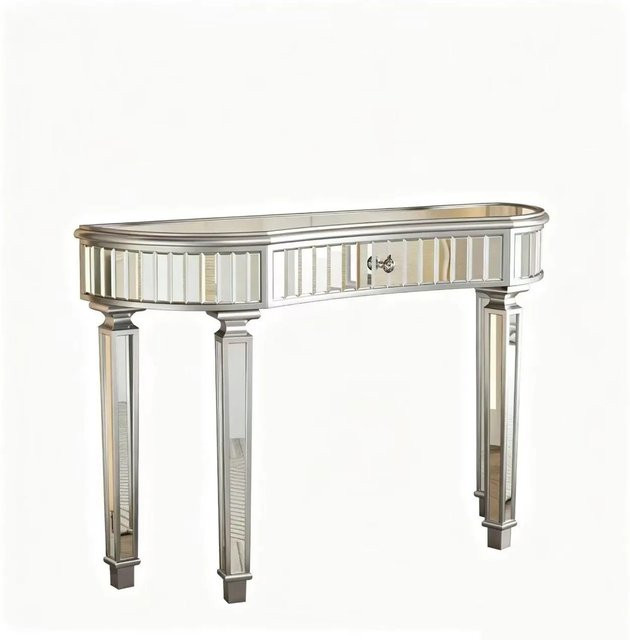 okwish Konsole mit Spiegel im Halbmond Design für Wohnzimmer und Schlafzimmer, Grau Silber, B/T/H: 120 x 38 x 78 cm - Bild 1