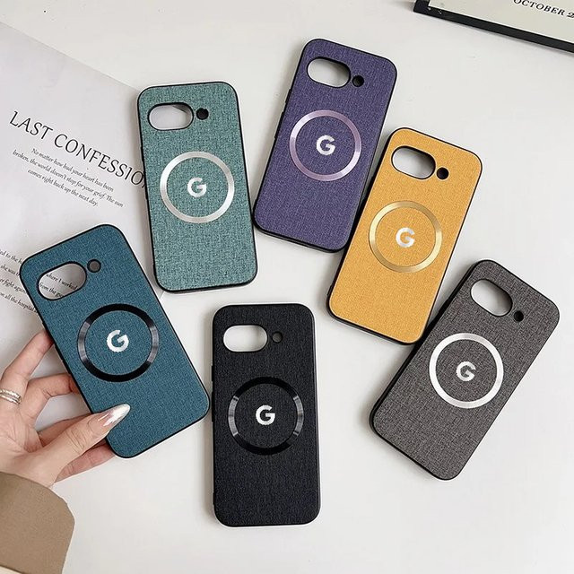 Offizielle Stoff-Leder-Magnethülle für Google Pixel 10 Pro XL 9 8 7 6 10 A in Schwarz mit MagSafe für kabelloses Laden - Bild 1