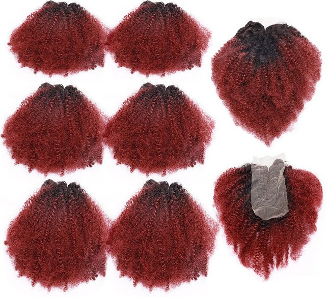 htonicca Afro Lockige Welle Haar Verlängerung, 7 Teile, Damen, 14-18 Zoll - Bild 1