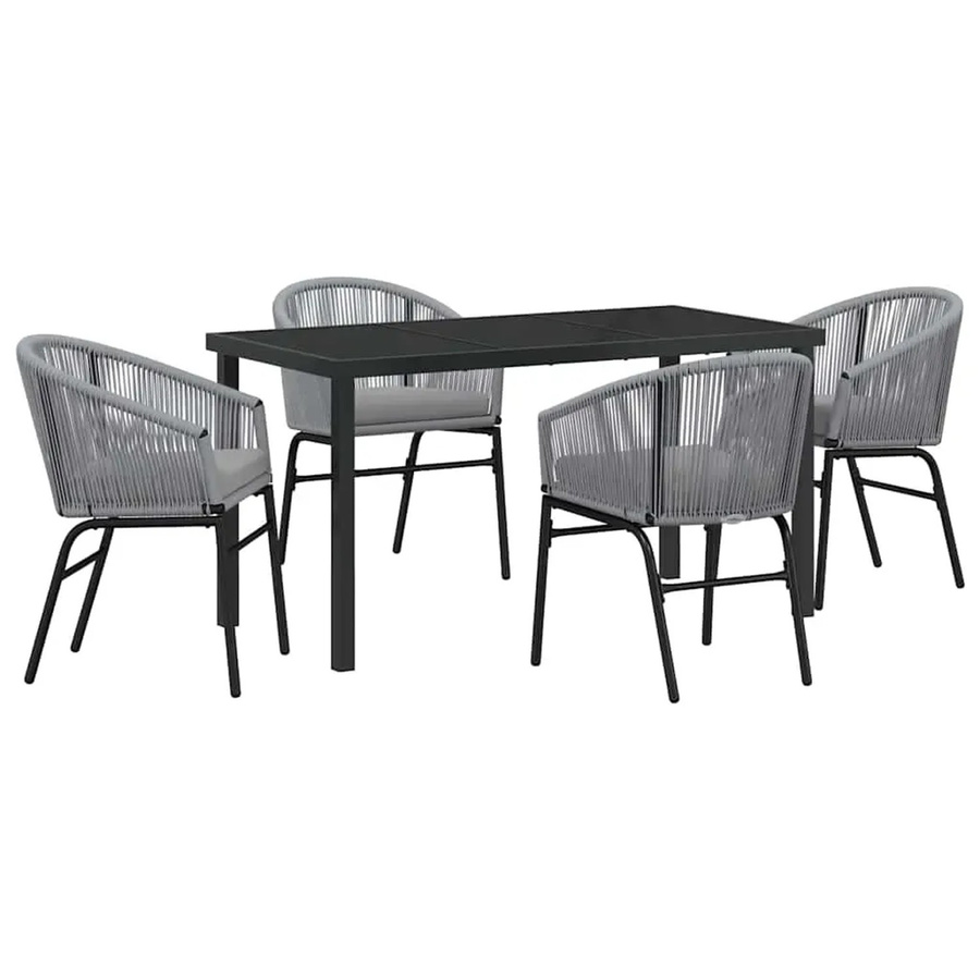 vidaXL Garten Essgruppe 5-teilig aus Poly Rattan in Anthrazit Grau für Terrasse und Garten - Bild 2
