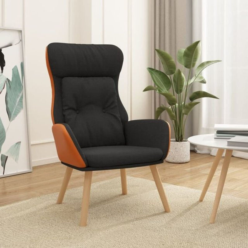 Relaxsessel vidaxl in Schwarz aus Stoff und Kunstleder mit Metallgestell im skandinavischen Design - Bild 1