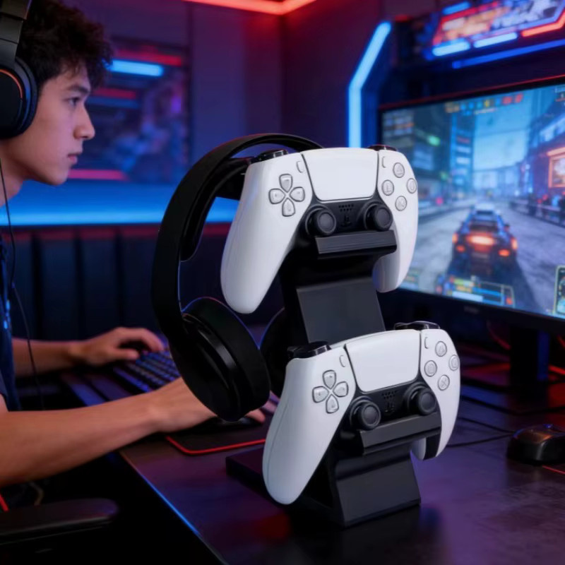 Multifunktionaler Universal-Ständer für Kopfhörer und Controller kompatibel mit PS4, PS5 und XBOX in Schwarz oder Weiß - Bild 3