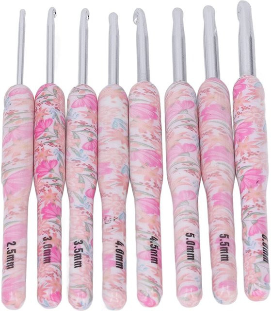 NOTIONSLAND 8-teiliges Häkelnadel-Set mit ergonomischem Griff in Multicolour, Größen 2,5-6,0 mm - Bild 1