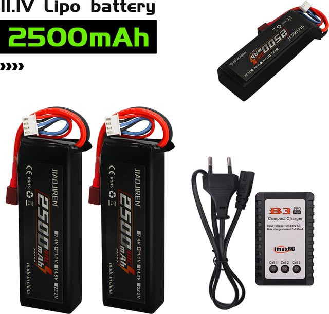 LiPo-Akku 11,1V 2500mAh 3S 40C mit KET-Stecker in Schwarz für RC-Helikopter, Flugzeuge, Quadcopter und Autos - Bild 1
