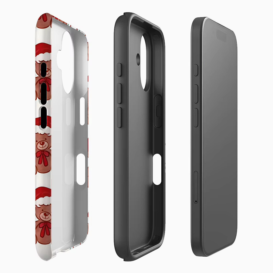 Handyhülle mit Weihnachten Teddybär Streifen Design für Apple iPhone 17 16 15 14 13 12 Pro Max Plus, Mehrfarbig, Doppelschichtige Rückseite - Bild 2