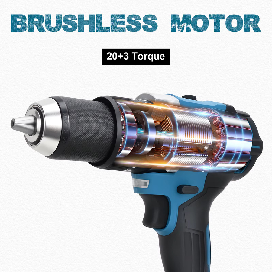 Makita G nto bürstloser elektrischer Schlagbohrschrauber in Blau, 650 Nm, 13 mm Bohrfutter, kompatibel mit Makita LXT 18 V Akku - Bild 3