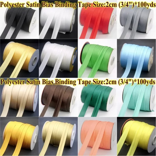Polyester-Satin-Schrägband in Schwarz, Breite: 20 mm, 100 m Länge für DIY-Nähprojekte - Bild 1