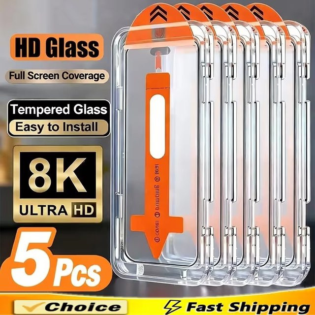 Caynes Panzerglas Displayschutz transparent für iPhone 11 bis iPhone 17 Pro Max, staubfrei und einfach zu installieren - Bild 1