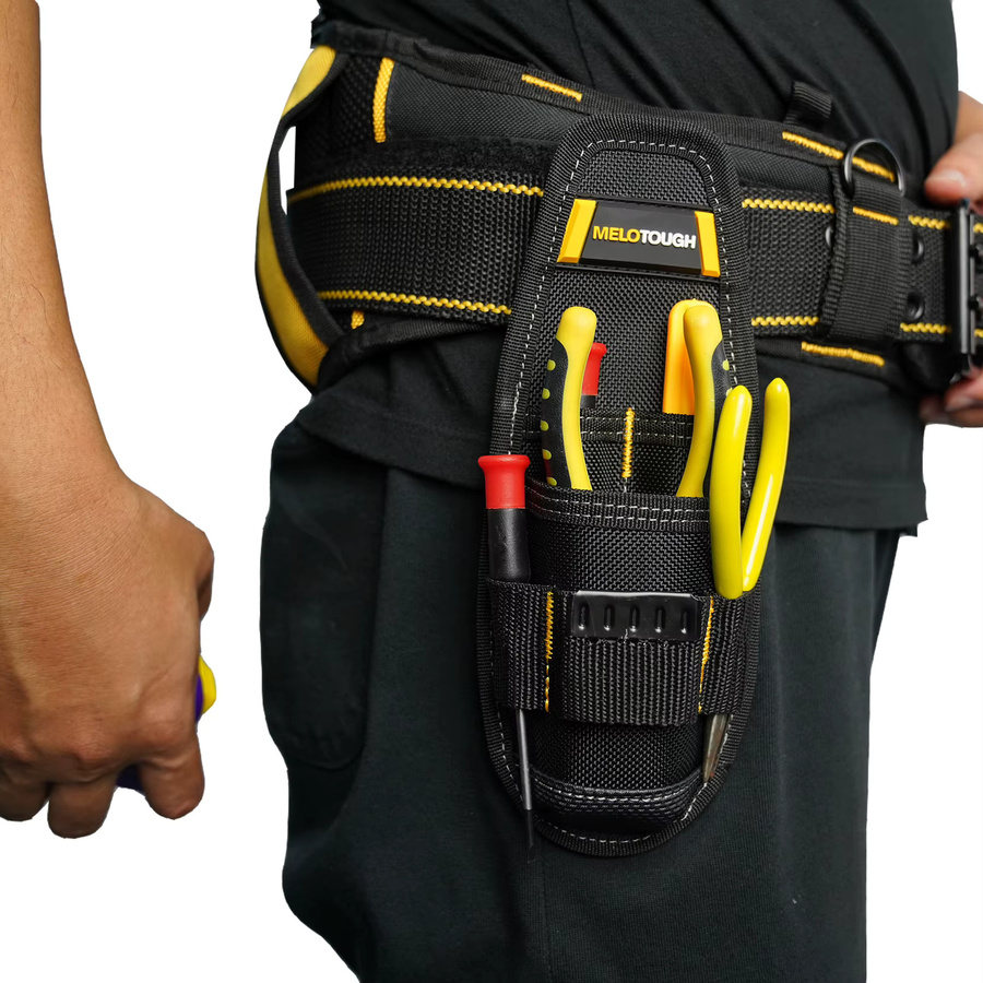 MELOTOUGH Kleiner Werkzeughalter und Arbeitsorganisator mit Messerhalter und Schnappclip in Gelb-Schwarz - Bild 3