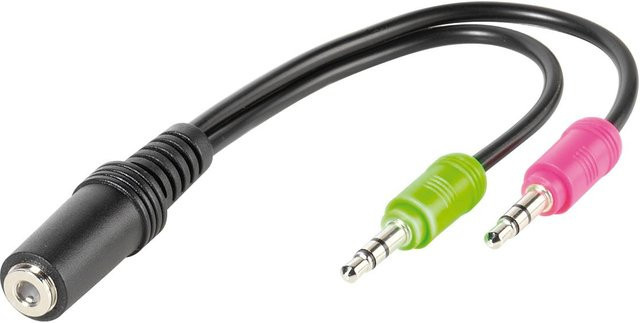 Vivanco PC Headset Adapter mit 3,5 mm Klinkenanschluss, Multicolour, 0,1 m - Bild 1