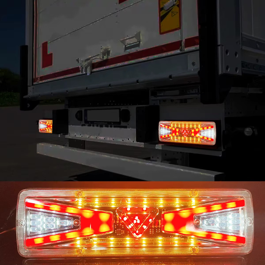 Multifunktionale LED-LKW-Rückleuchte in Rot mit Bremslicht, Rückfahrlicht und Stream-Blinker für PKW, LKW und Anhänger - Bild 2