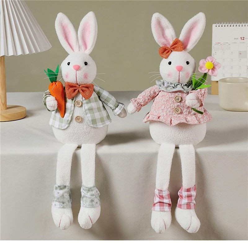 Mehrfarbige gefüllte Osterhase-Statue aus Textil als Kaninchen-Skulptur für Garten, Büro und Innenhof - Bild 1