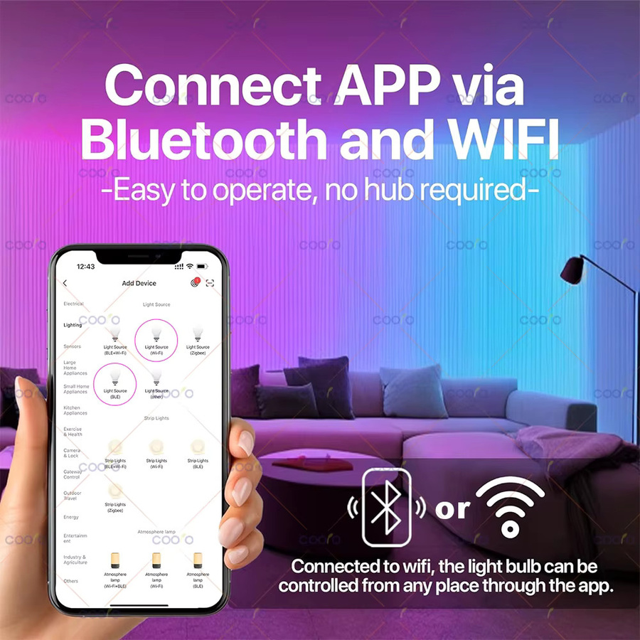 Tuya Smart LED-Glühbirne E27 mit WiFi und Bluetooth, 15W RGBW, kompatibel mit Amazon Alexa und Google Home via Smart Life App - Bild 2