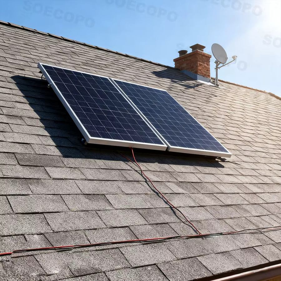 Soecopo Tragbares 100-W-Solarpanel mit 100-A-Controller und Batterieklemmen in Blau zum Laden von 12-V-Batterien für Auto, Wohnmobil und Zuhause - Bild 4