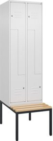 C+P Z-Spind Classic PLUS Sitzbank mit 4 Fächern und Zylinderschloss, Farbe: Grau/Weiß, Sitzfläche aus Buche-Hartholz, B/T/H: 212,0 x 60,0 x 81,5 cm - Bild 1