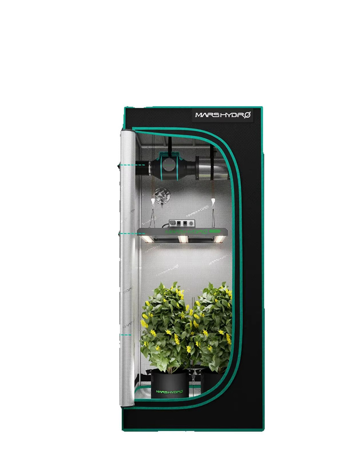 Mars Hydro Grow Tent Kit Growbox Set mit Vollspektrum-LED, Klemmventilator, Belüftungssystem und Aktivkohlefilter in Schwarz - Bild 5